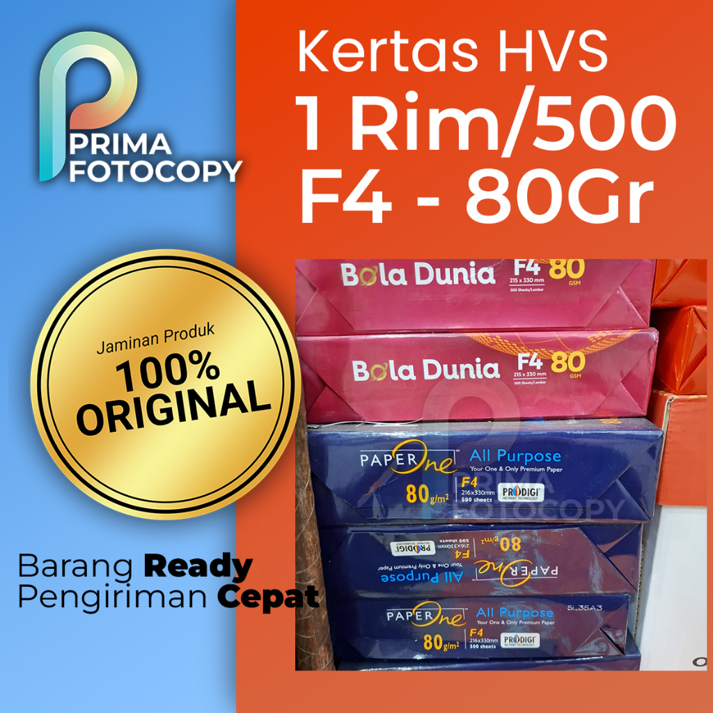 

F4 FLSC 80GR | Kertas HVS UNTUK PRINT FOTOCOPY FOLIO Bola Dunia Paper One kantor cetak multifungsi