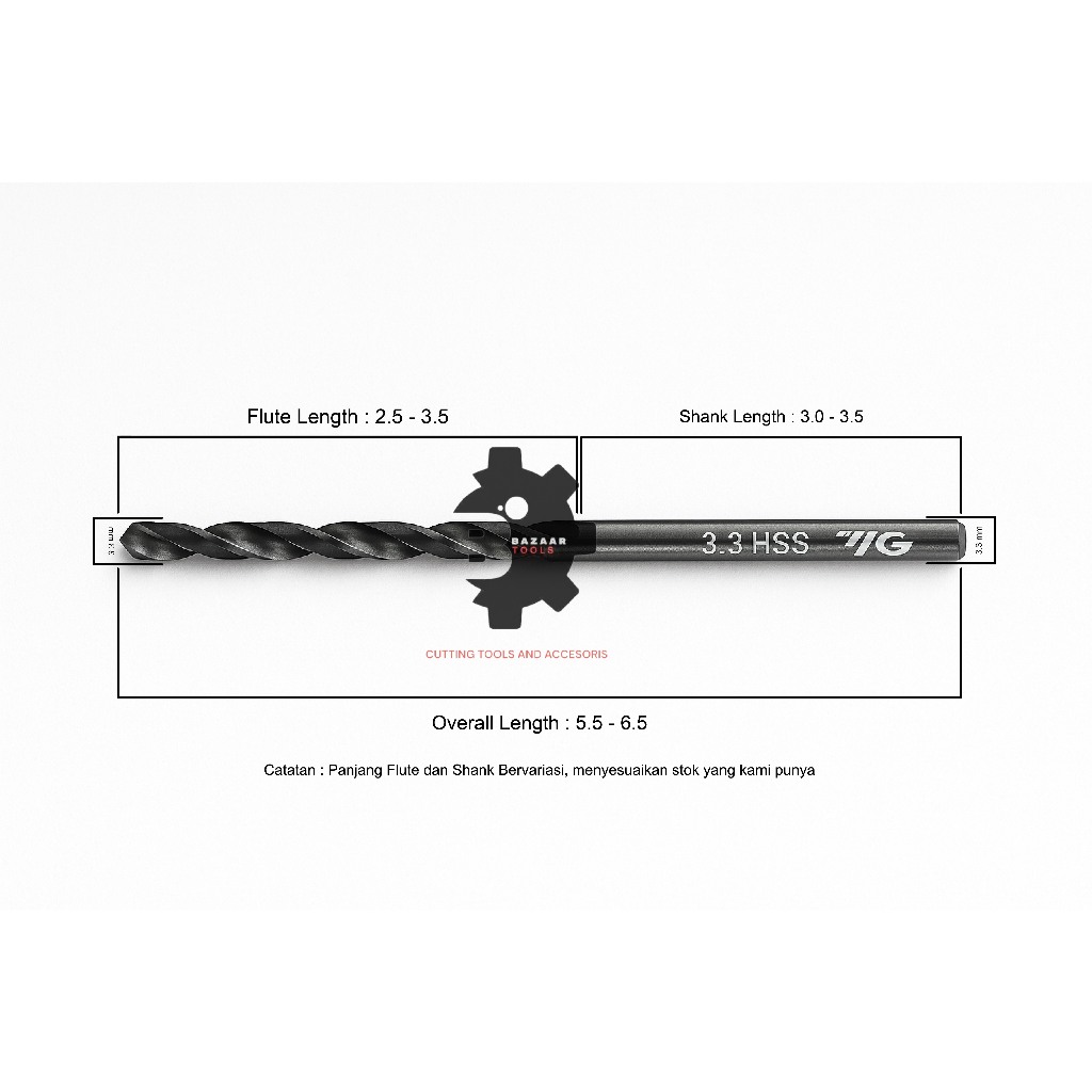 Mata Bor HSS Original Diameter 3.3mm Drill Bobok Beton Panjang variasi Drill Bekas merk YG1 original