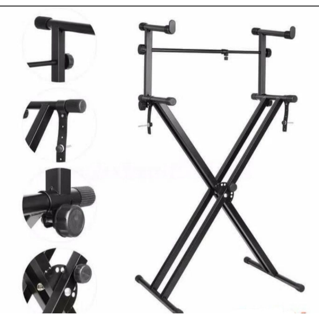 Stand keyboard susun double X with second stand