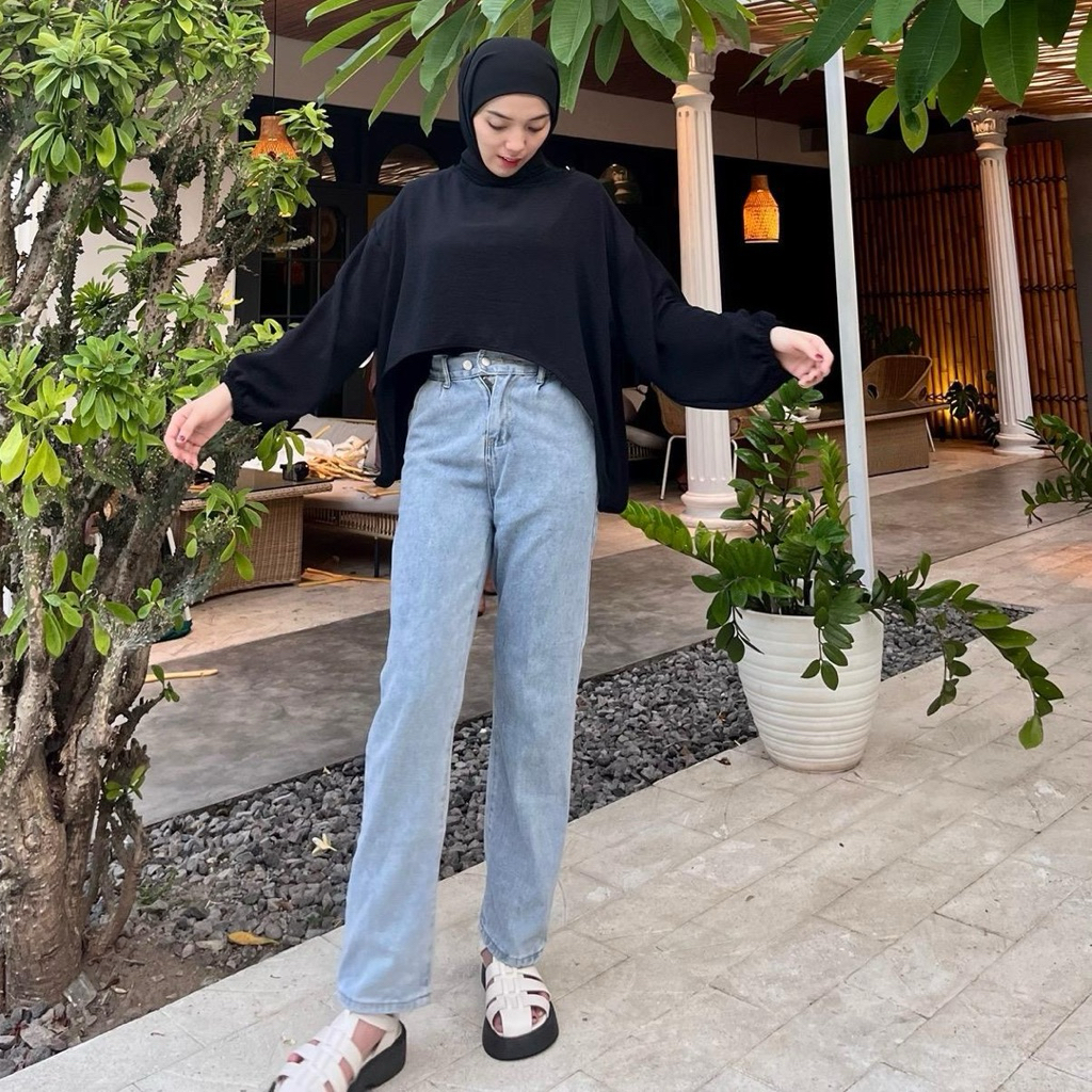 CUCI GUDANG || AURORA CROP TOP ATASAN WANITA REMAJA DEWASA CASUAL KEKINIAN BLUS CROP