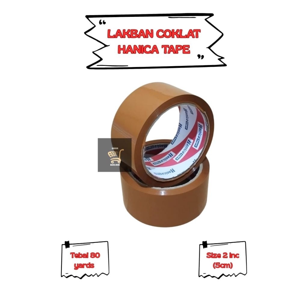 

Lakban Hanica Tape 80 Yard 2inch Coklat / Lakban Kertas// Lakban Murah Perekat