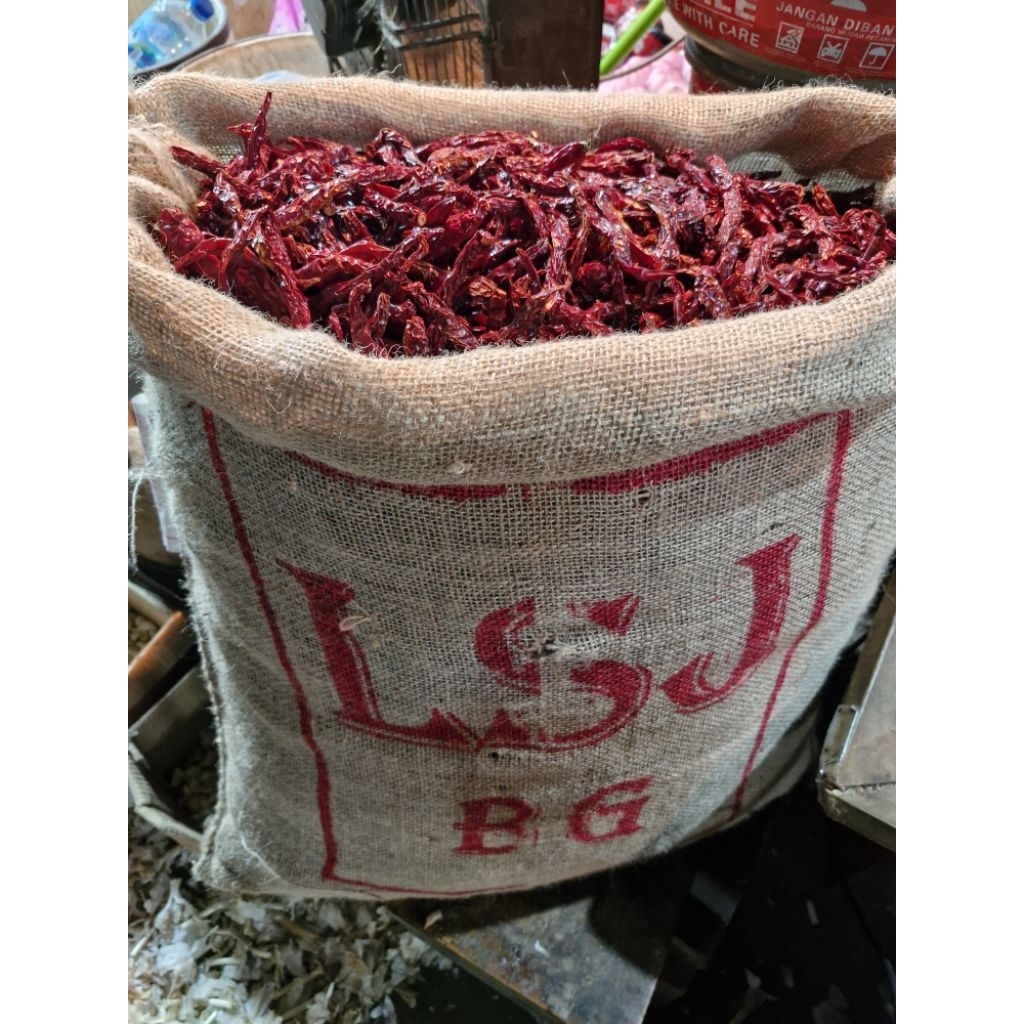 Cabe kering keriting karungan 10kg(cabe keriting kering india)
