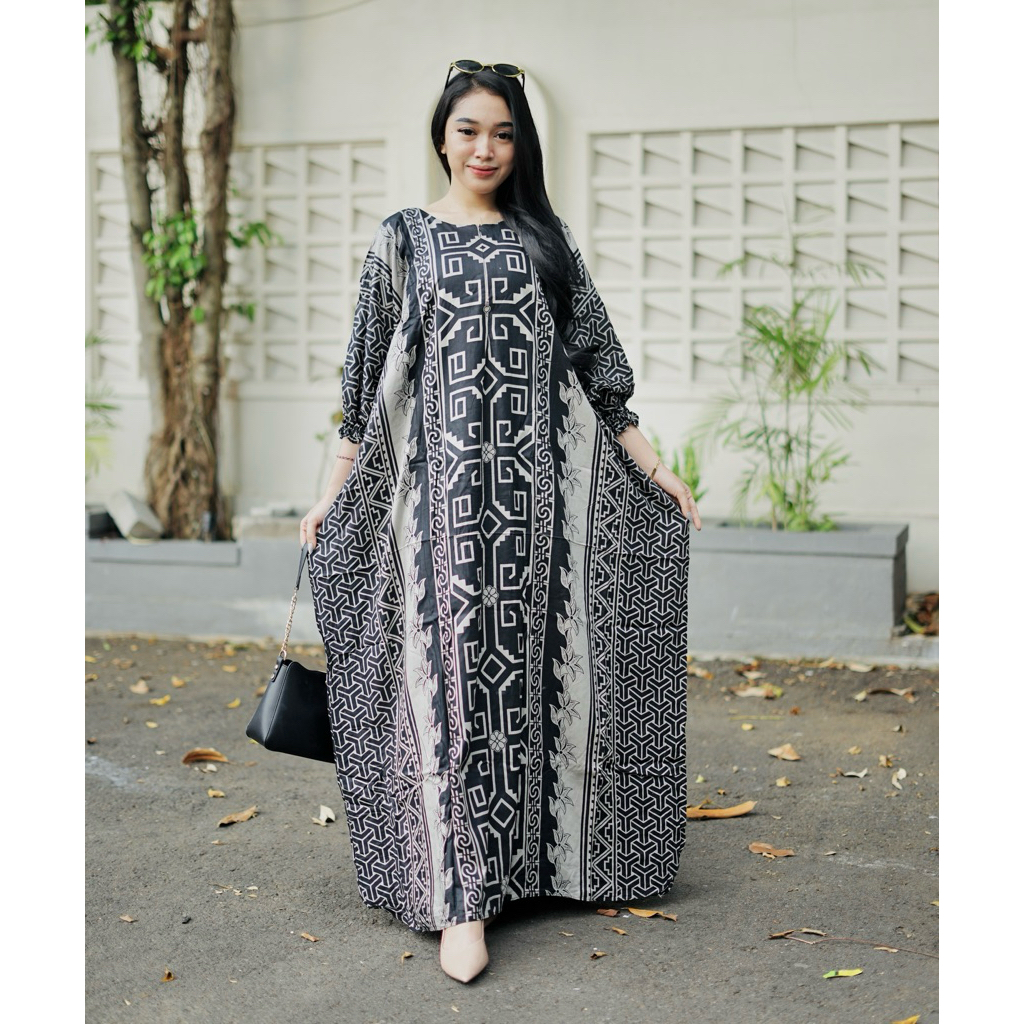 Gamis Kaftan Jumbo Katun Rayon Motif Cantik