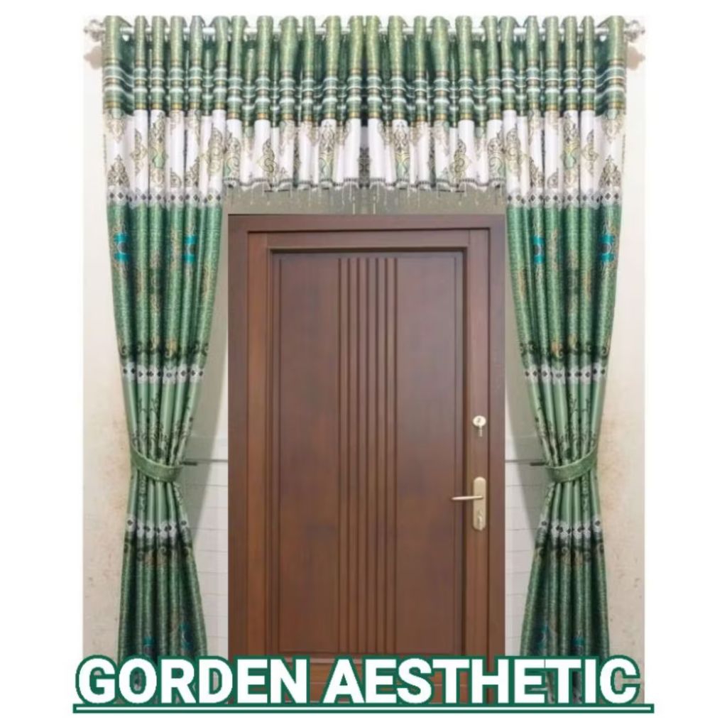 Gorden Jendela Dan Gorden Poni Atas Pintu Satu Set Gorden Motip Blackout Import Terbaru