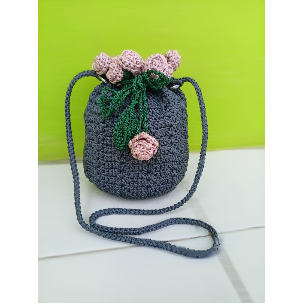 tas rajut bunga serut