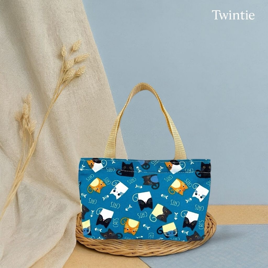 Handbag Kanvas Mini Tas Jinjing Kanvas Tas make up bahan kanvas motif Tas kosmetik