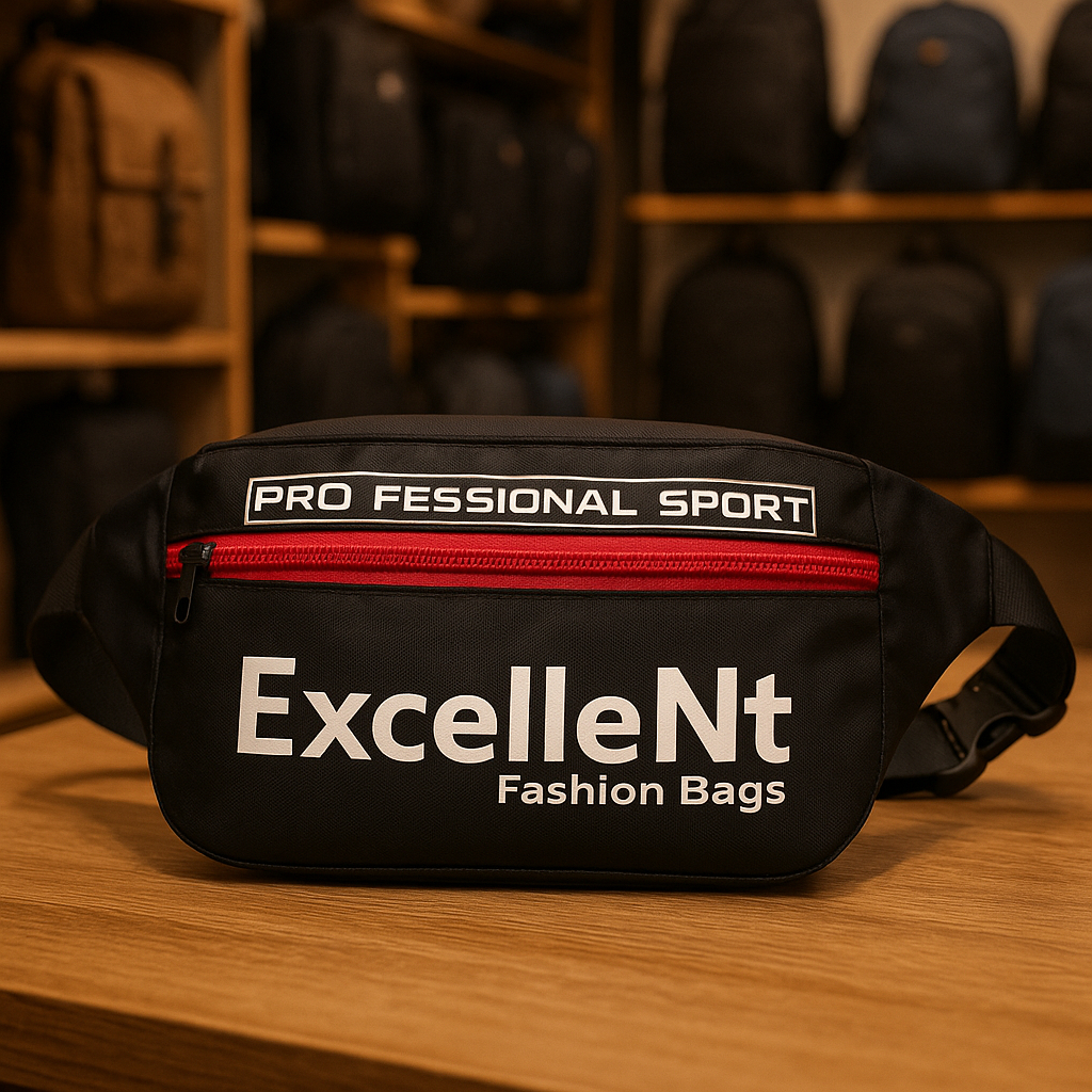 Tas Pria Selempang Anti Air Hitam Polyester Tas Selempang Pinggang Waterproof