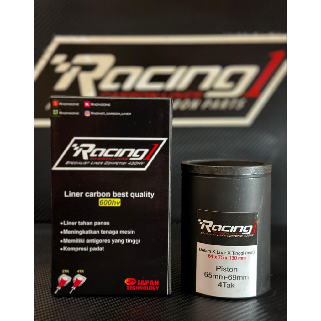 LINER CARBON RACING ONE UNTUK PISTON 65-69 FULLCARBON COMPETISI 600HV 4TK