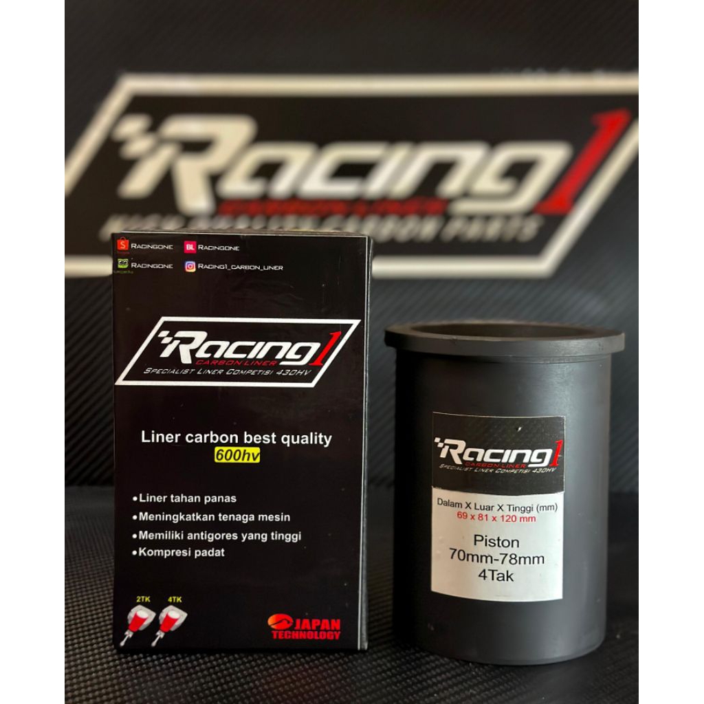 LINER CARBON RACING ONE PISTON 70-78 FULLCARBON COMPETISI 600HV 4TK