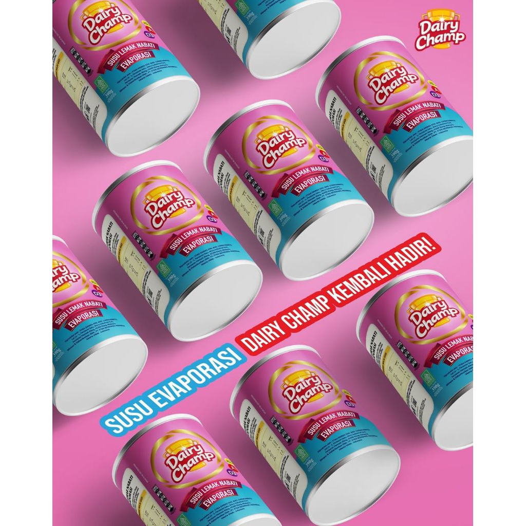 

DAIRY CHAMP SUSU EVAPORASI 390 GRAM I SUSU EVAPORASI PINK READY