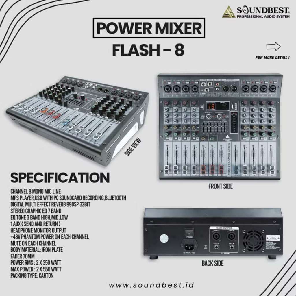 Power Mixer Sounbest Flash 8 Original Power Mixer Soundbest 8 Channel