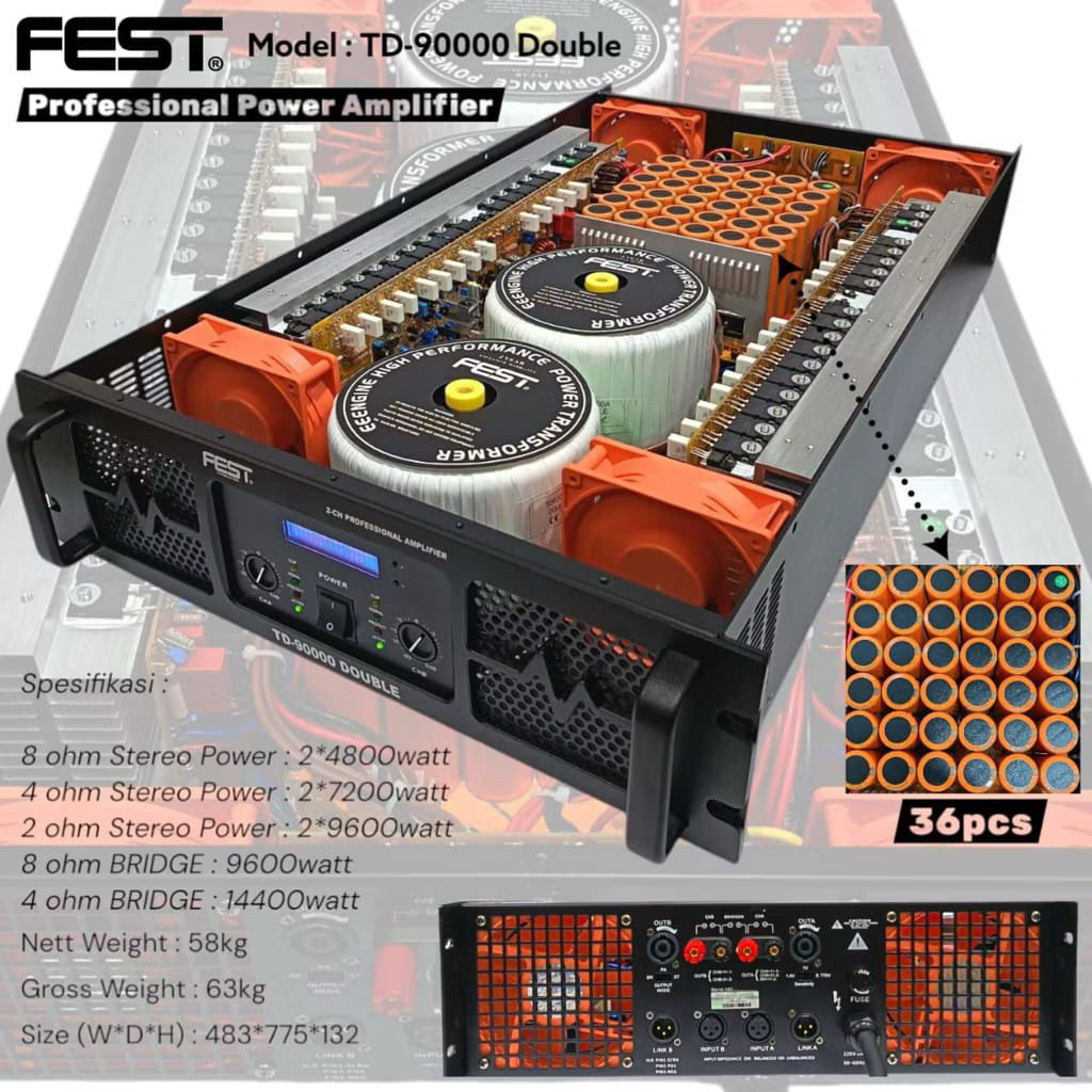 Power Amplifier Fest TD 90000 Original Power Amplifier Fest 2 Channel Class TD