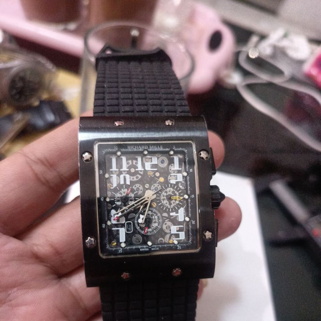 jam tangan kotak mahal chronograph Preloved second bekas