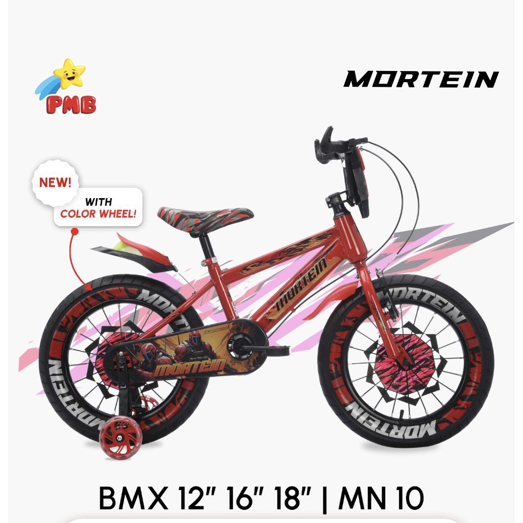 SEPEDA BMX ANAK LAKI LAKI 12 16 18 INCH PMB MORTEIN MN 10 / MORTEIN MN 8.0 ADA MUSIC LAMPU