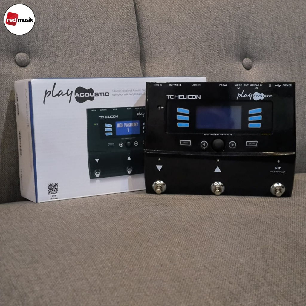 Efek Vokal Dan Gitar Akustik TC Helicon Play Acoustic Effect Stocmbox W/ Bodyrez & Looping