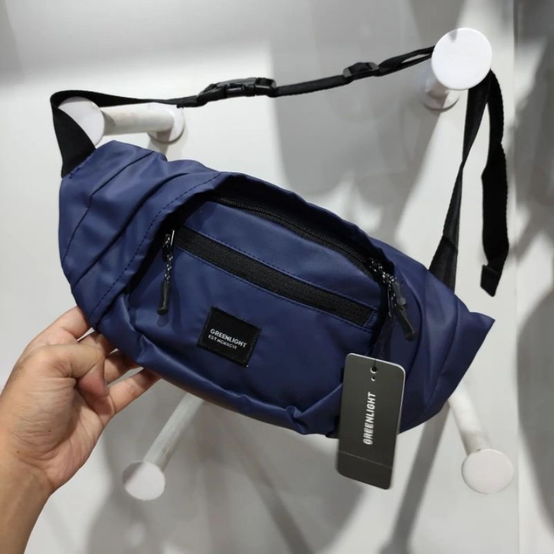 Tas Greenlight Biru - Waist Bag Pria - Tas Selempang Kulit