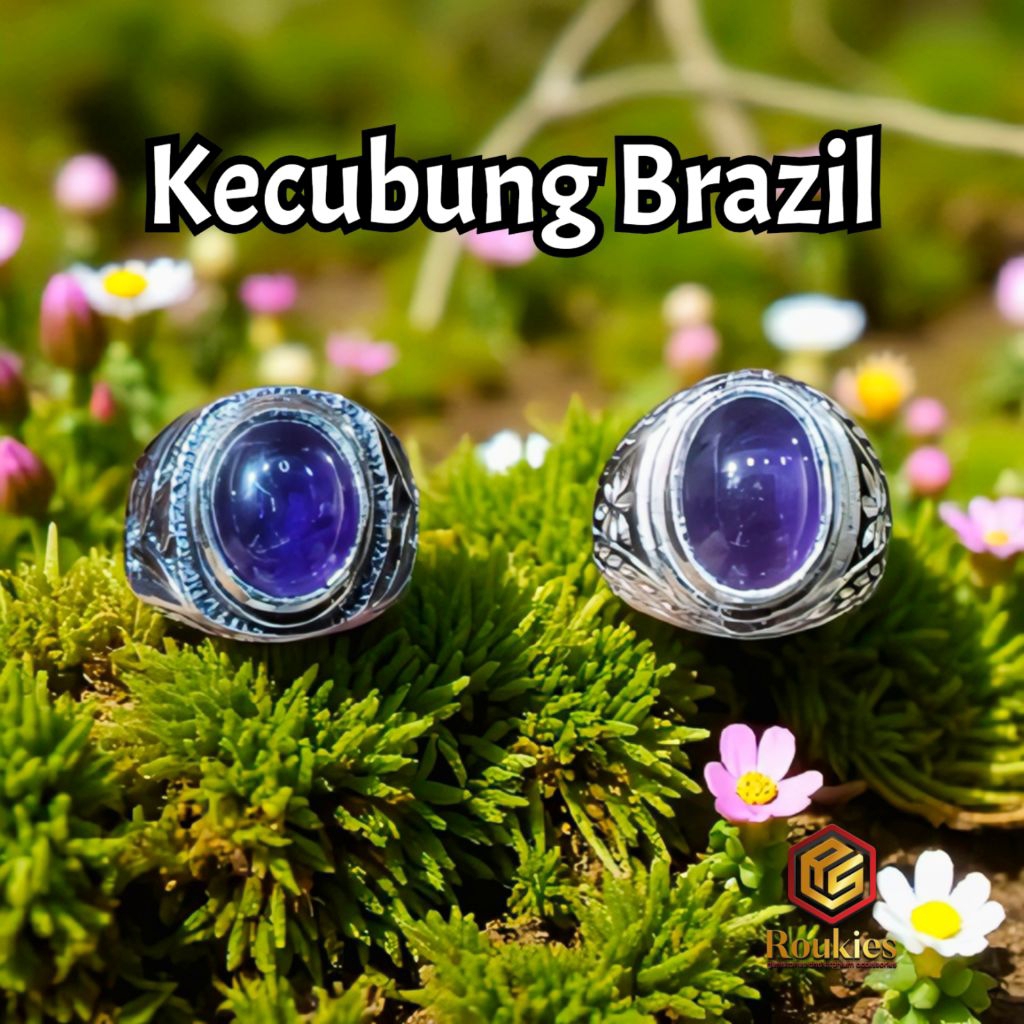 Cincin Batu Natural Kecubung Ungu Terong Brazil Ukuran Kantoran