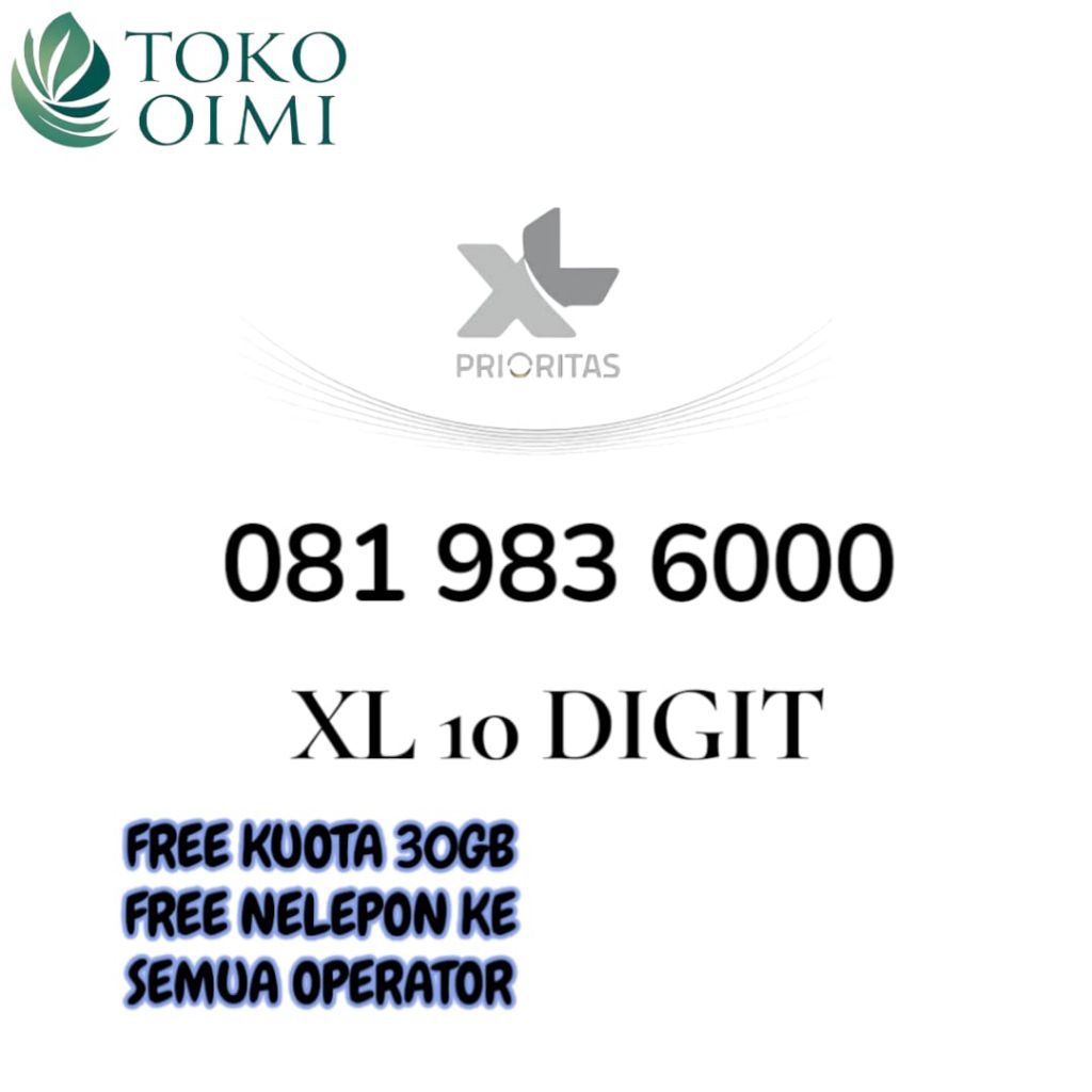 Kartu XL Cantik 10 Digit / 10 Angka (free kuota 30GB)