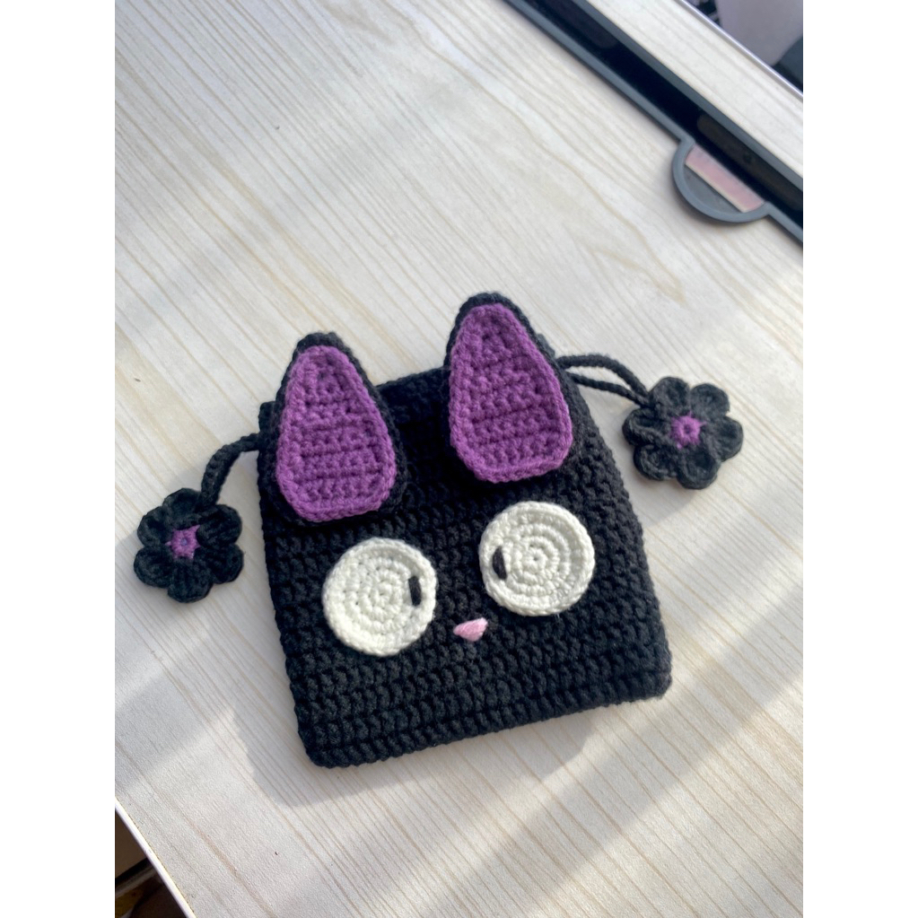 Pouch Rajut Karakter Jiji Ghibli • Crochet Cute Pouch Ghibli