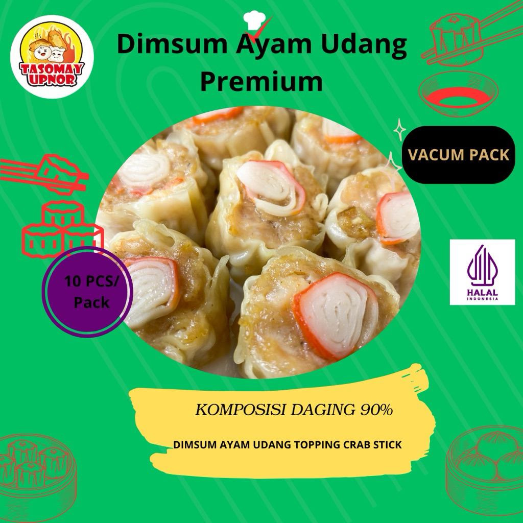 

Dimsum/Siomay Ayam Udang Crab Stick Isi 10 Pcs Halal Premium Free Chili Oil