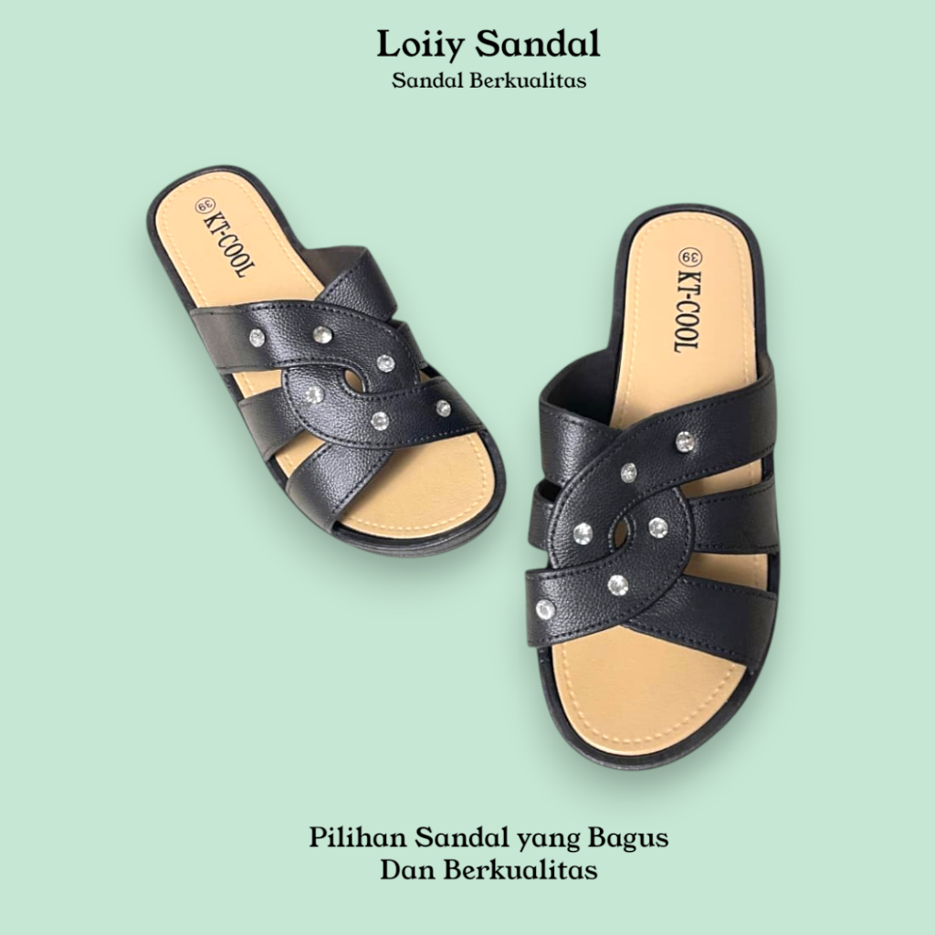 Sandal Kondangan Sendal Slip On Wanita Wedges Tebal Soft Karet