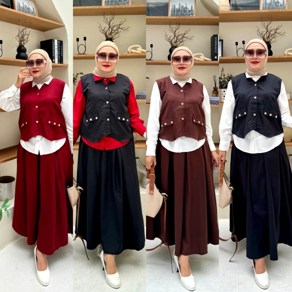 Renata set rok vest dan inner kemeja