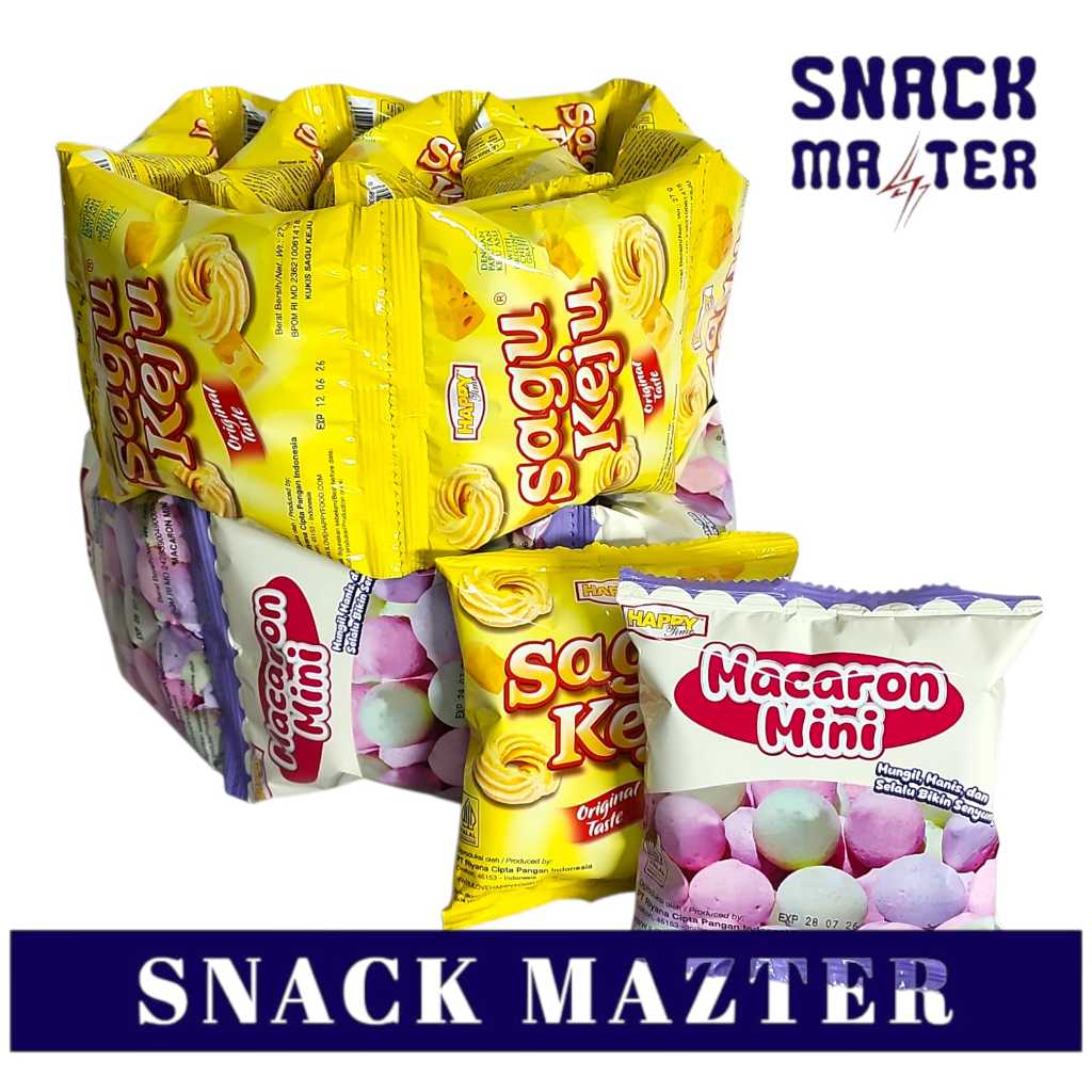 

Happy Time Sagu Keju , Macaron Mini RENCENG - Netto 27gr x 10 bks
