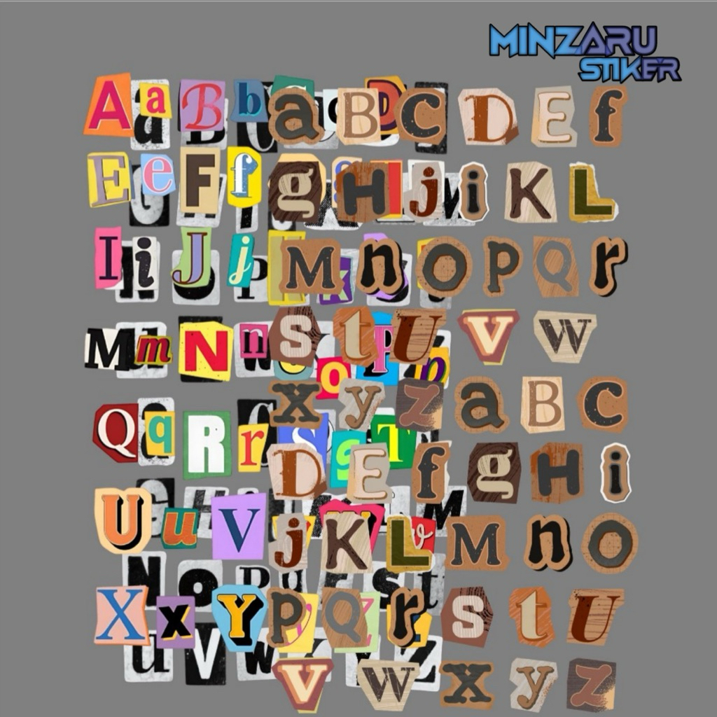 

MINZARU STIKER | STIKER PACK ALPABET A - Z | STIKER ESTETIK | STIKER ANTI PANAS