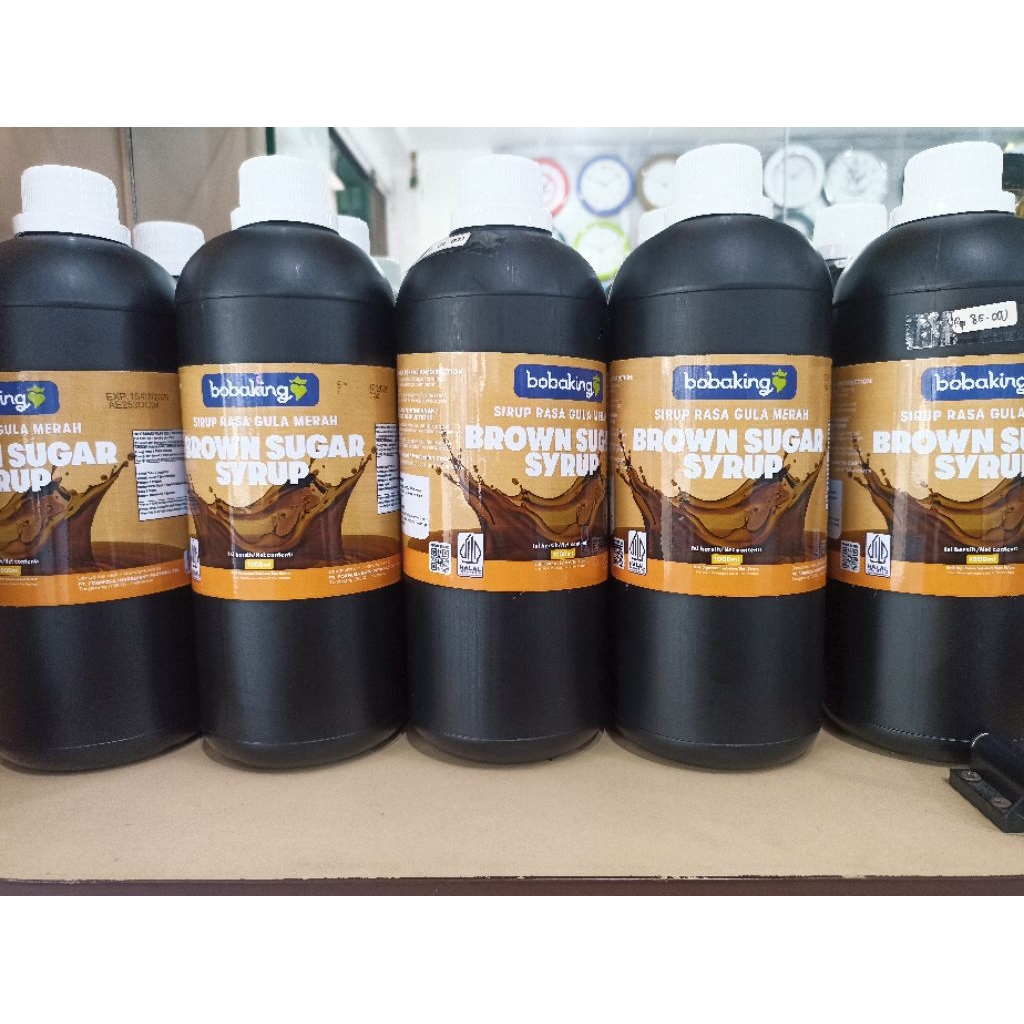 

BOBAKING BROWN SUGAR SYRUP PREMIUM 1 LITER/SIRUP RASA GULA MERAH PREMIUM 1000 ML/BPOM/HALAL
