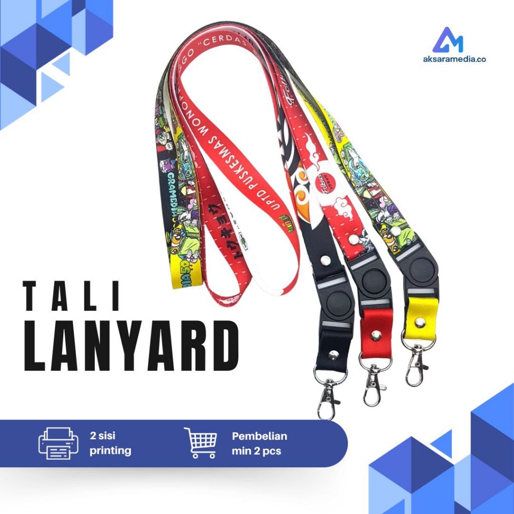 

Cetak Tali Lanyard Custom - Printing Full Color 2 Sisi dengan Pengait Besi