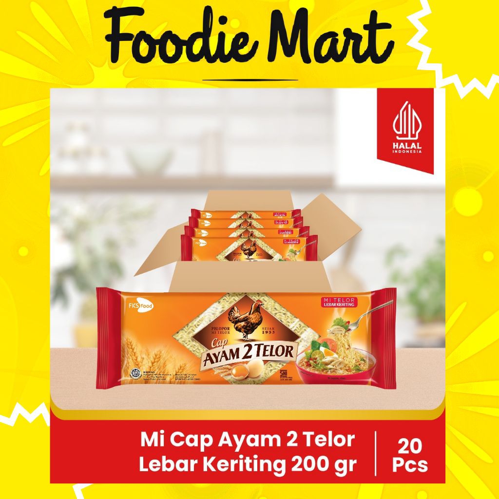 

[FOODIE MART] Mi Cap Ayam 2 Telor - Lebar Keriting - 1 karton - 20 Pcs - 200gr