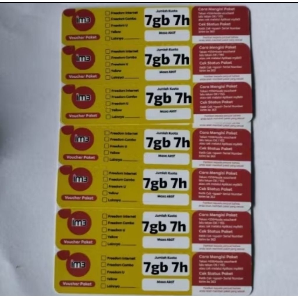VOUCHER M3 INDOSAT 7GB 7H NASIONAL EXP 26