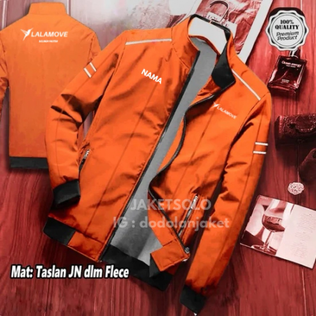 JAKET DRIVER LALAMOVE / JAKET PARASUT BOLAK BALIK SABLON LALAMOVE