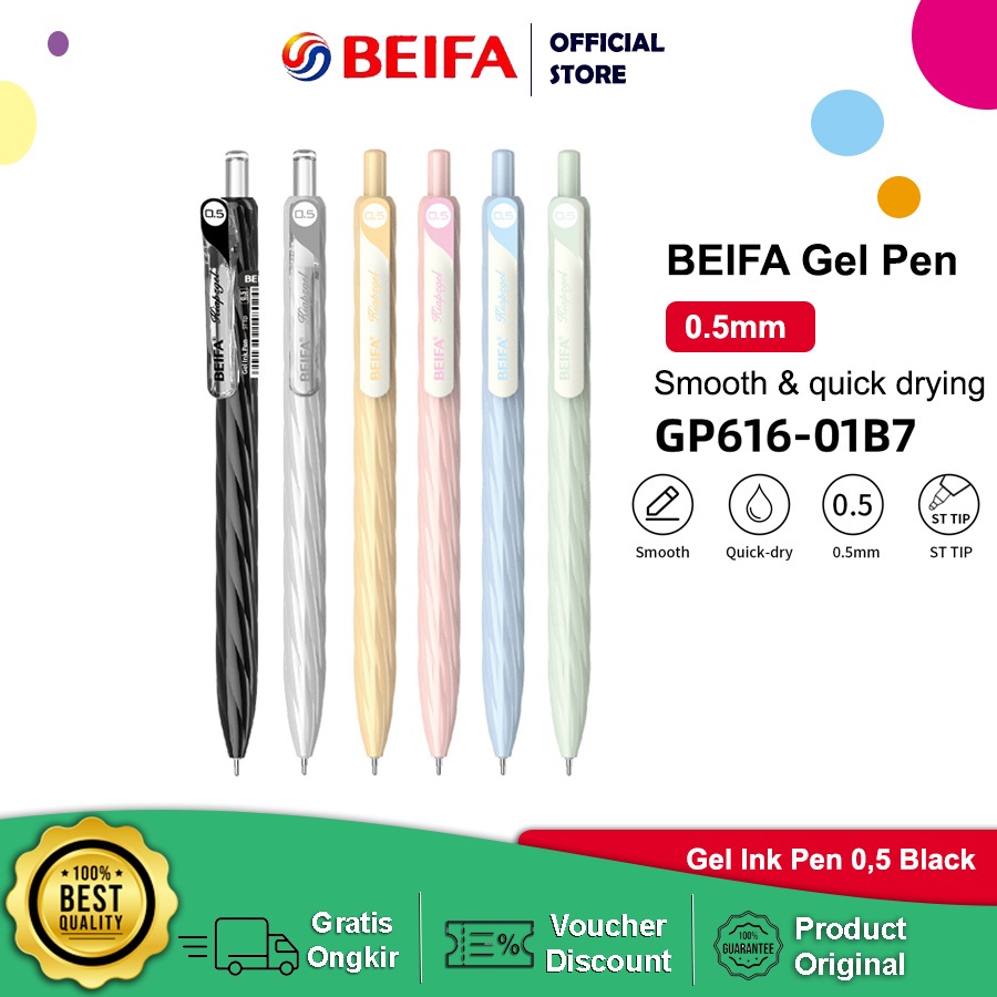 

Beifa Pulpen Gel 0.5mm – Pen Retractable Warna Pilihan | ATK Sekolah Kantor GP616