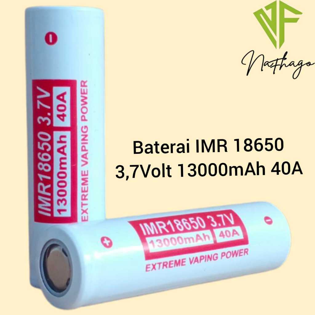 Baterai Charger Atau Baterai Cas Li-ion IMR 18650 Putih 4.2Volt 13000mAh Isi 2 pcs