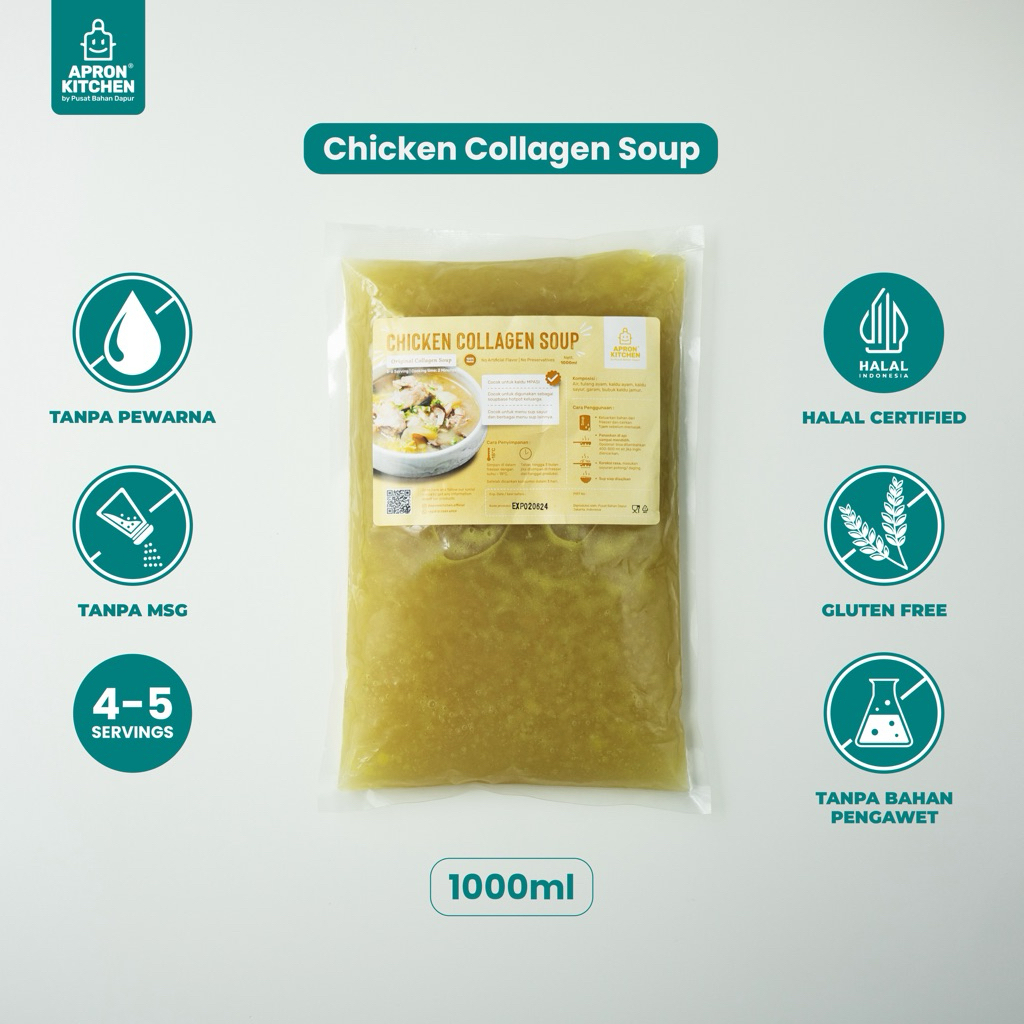 

Apron Kitchen Sup Chicken Collagen Soup Halal 1L (kuah kaldu kolagen ayam premium 1L) - Original