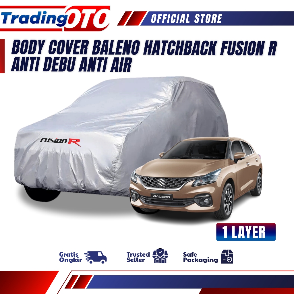 FUSION R Cover Mobil / Sarung Mobil BALENO HATCHBACK merek FUSION R / Cover Mobil Putih