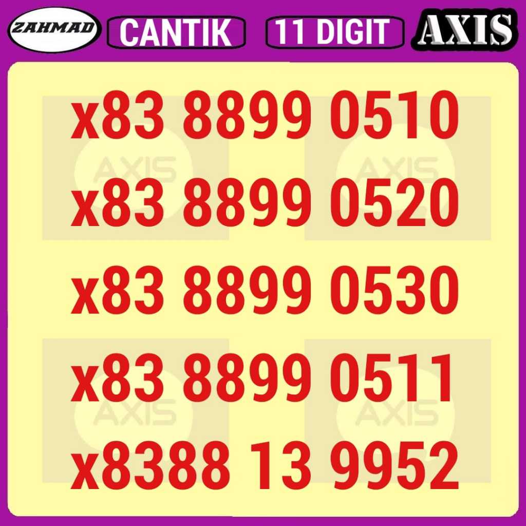 AXIS-D) NOCAN AXIS 11 Digit kartu perdana nomor cantik 11digit murah
