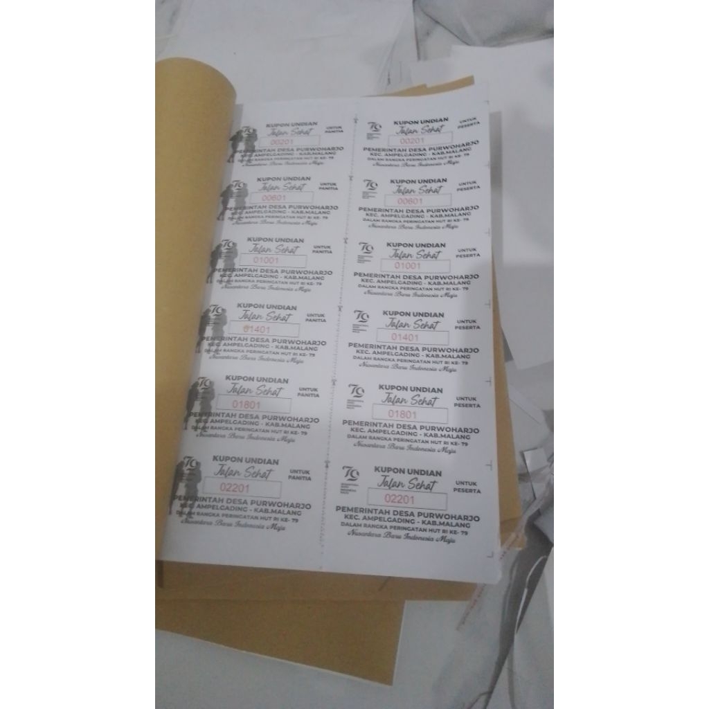 kupon, karcis voucher custom 1 rim 1 warna