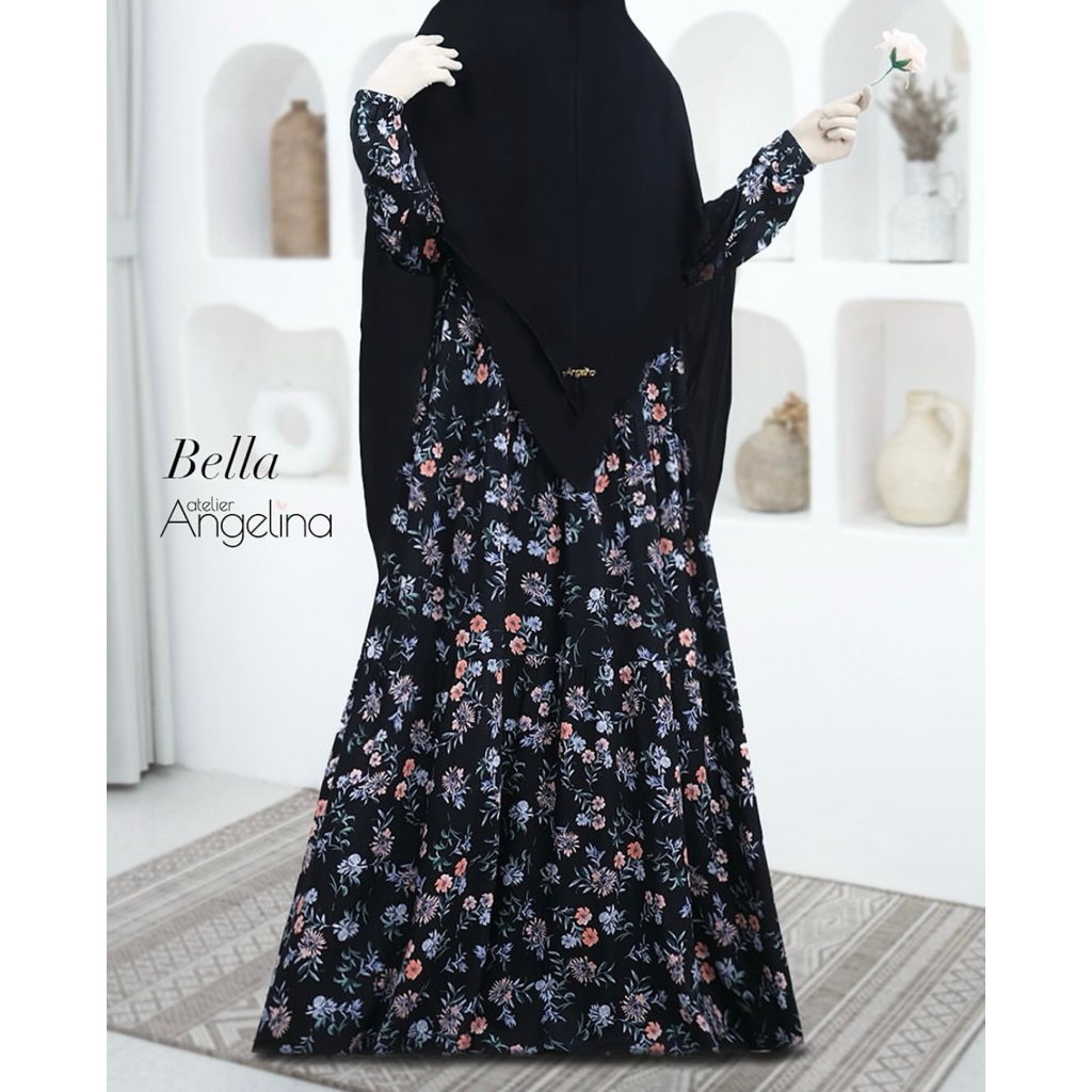 [SIAP KIRIM] BELLA DRESS WHIMSY BLOOM BLACK SIZE XS S BY ATELIER ANGELINA