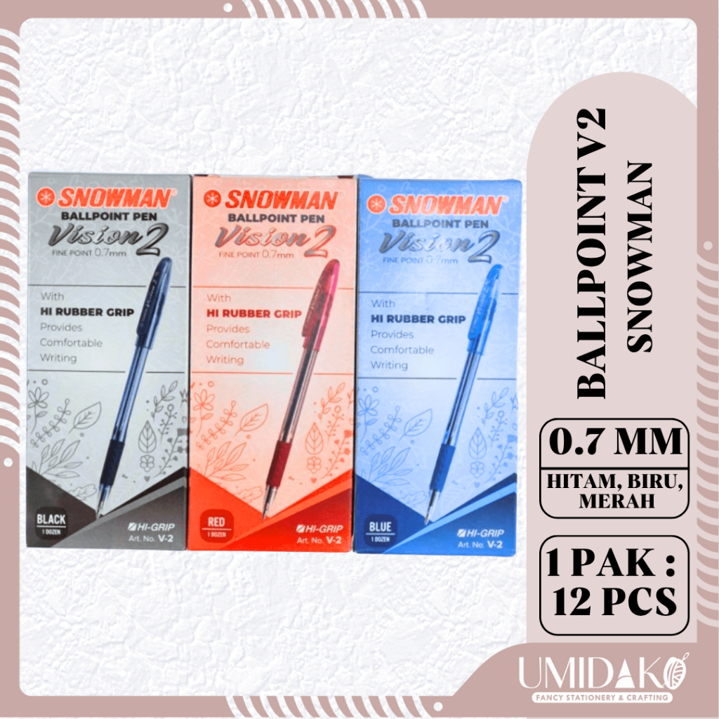 

[UMIDAKO] BOLPOINT VISION 2 V2 HITAM BIRU MERAH PAK