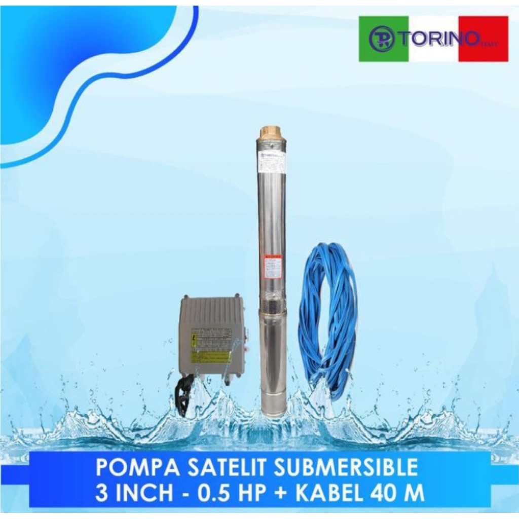 Pompa Air Submersible Satelit Torino 3inch kabel 40M