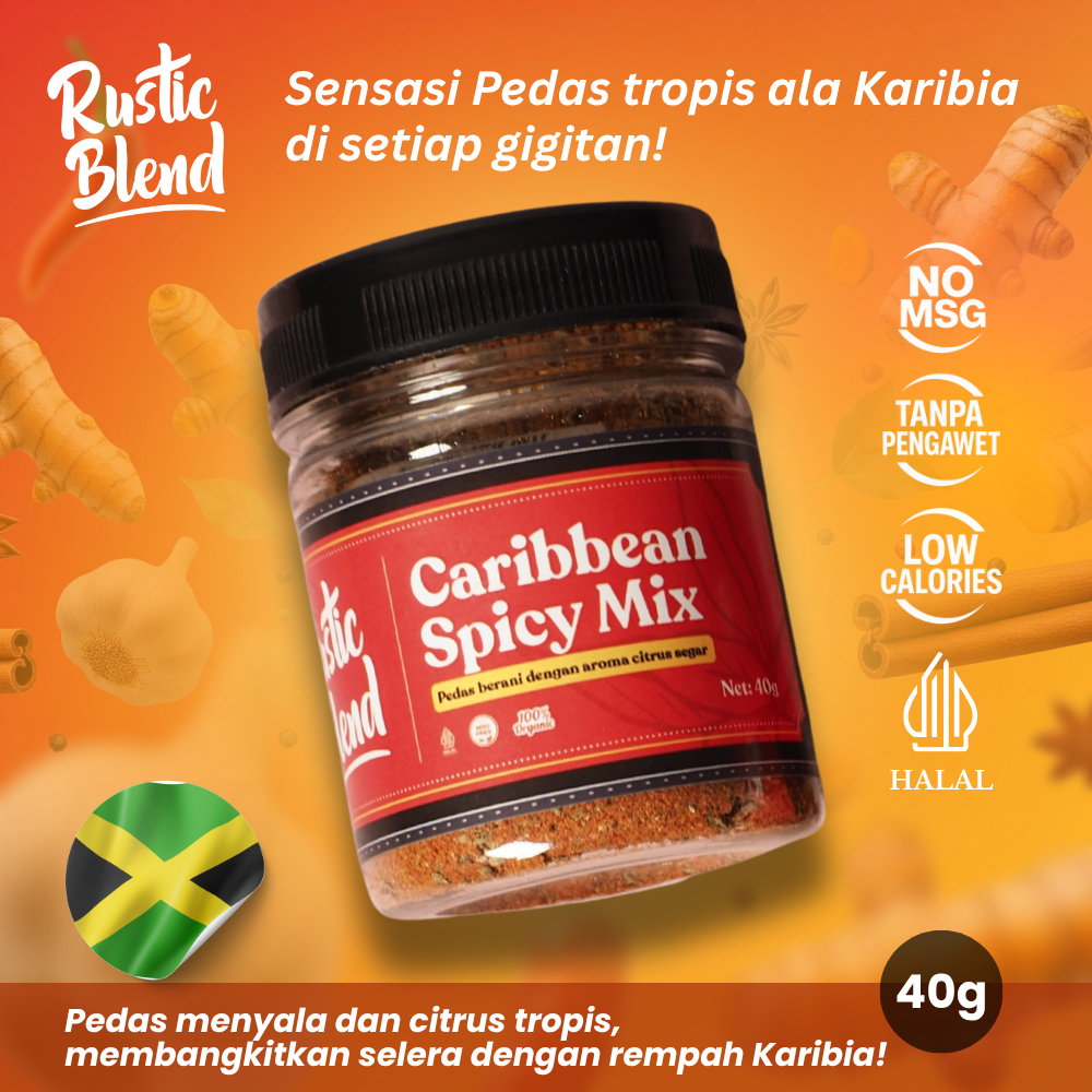 

Dry Rub Bumbu Marinasi Instan Ayam Pedas | Rustic Blend - Caribbean Spicy Mix No MSG Rendah Kalori