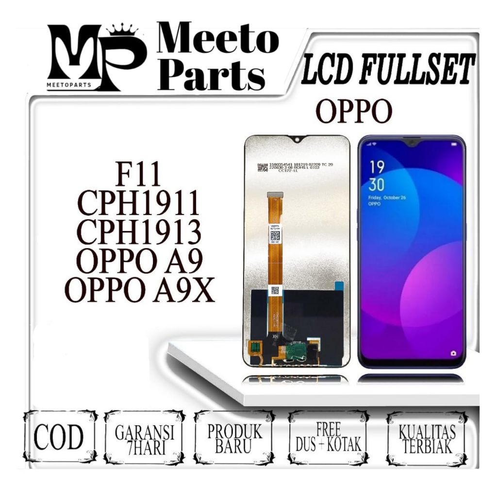 LCD TOUCHSCREEN OPPO F11/CPH1911/1913/OPPO A9/A9X ORIGINAL 100% Fullset  Layar HP + Bonus Bubble Wra