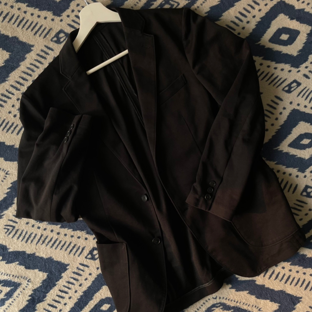UNIQLO BLAZER BLACK JACKET COMFORT JAS PRIA SLIMFIT FORMAL