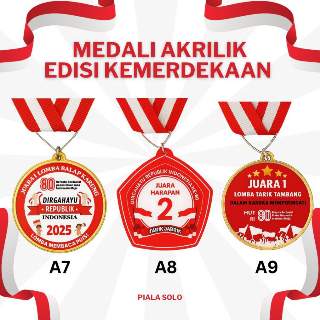 Medali akrilik edisi kemerdekaan medali lomba