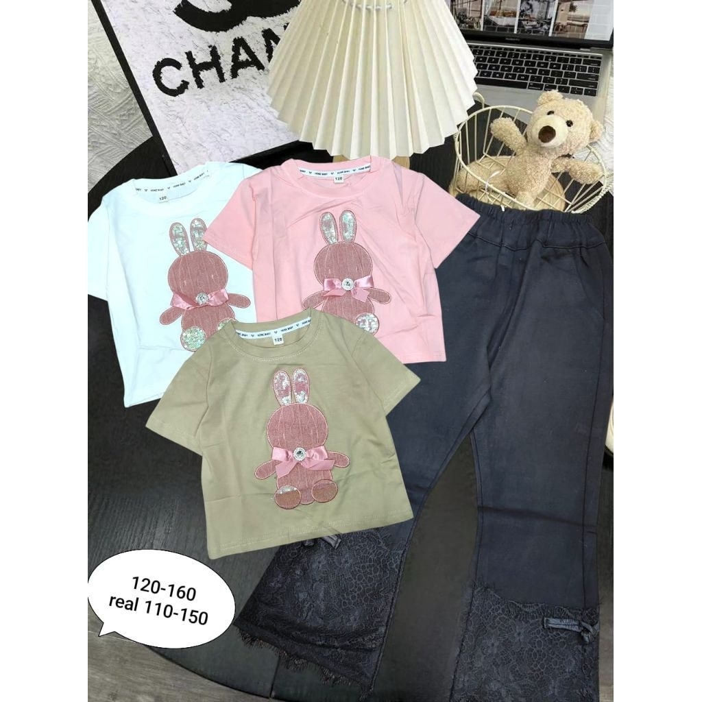 Setelan baju celanan bangkok premium Rabbit anak perempuan