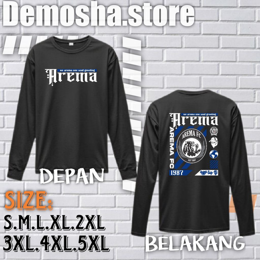 KAOS Lengan Panjang Distro Keren AREMA One Soul Greeting | Baju arema salam satu jiwa | Kaos Ultras 