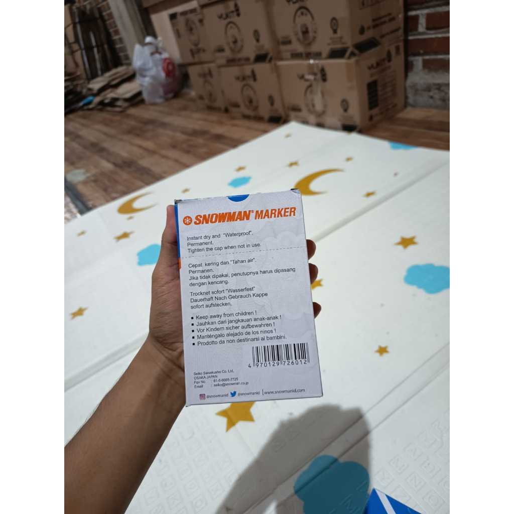 

1Lusin 12pcs - Spidol Snowman permanen marker hitam G-12 Stationery