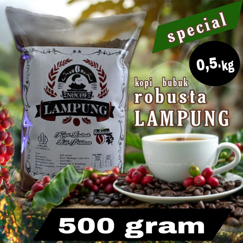 

kopi bubuk hitam spesial 500gr Robusta lampung